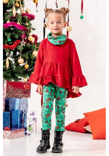 Kız Çocuk Noal 3'lü Grinch Tayt Takım Yeşil