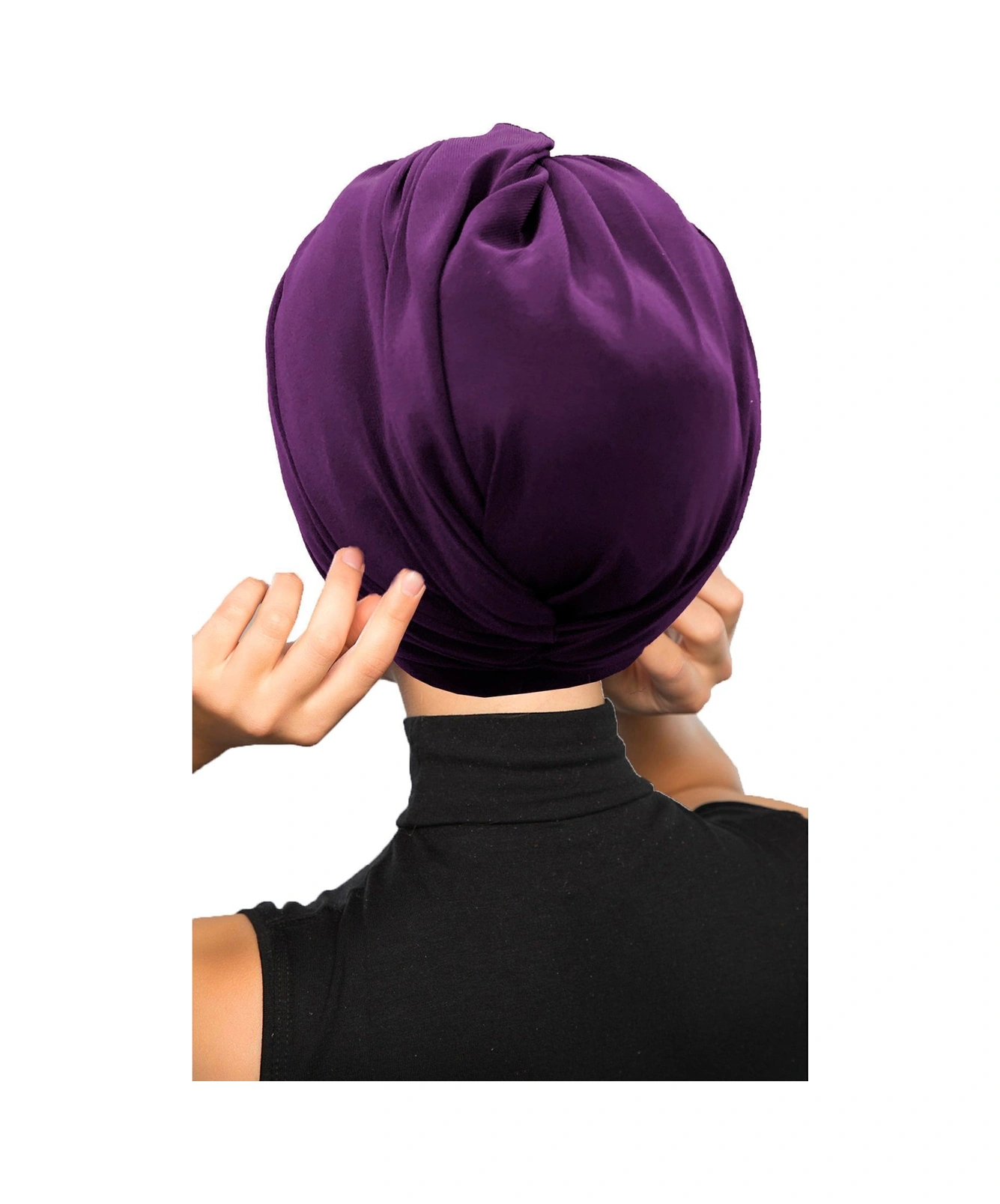 Çapraz Kancalı Mor Hazır Türban Tesettür Dış Ve Havuz Bonesi Mor
