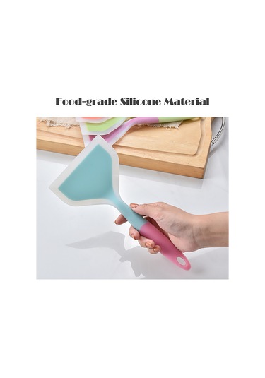 Yaleker Mavi Yiyecek Dereceli Silikon Spatula - Teflon Tencere Uyumlu, Geniş Yüzeyli, Kolay Temizlenir Ve Asılı Tutulabilir Pişirme Kolları Mavi