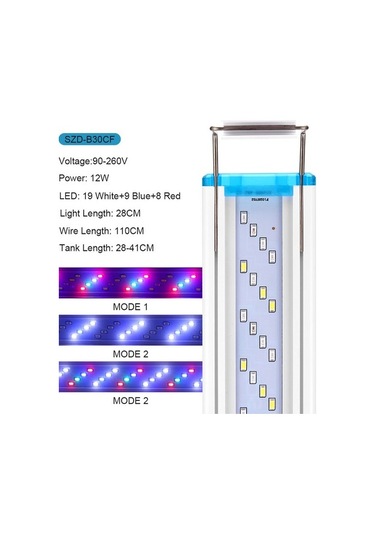 Silkroadselect Szd-b30cf 28cm-ab Stili Süper Ince Led Akvaryum Işıkları Bitki Yetiştirme Işıkları Cm Uzatılabilir Su Geçirmez Klipsli Lamba Için Balık Tankı Beyaz