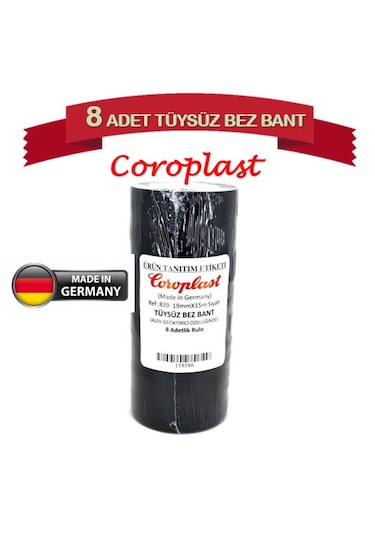 8 Adet Coroplast Tüysüz Bez Bant 19mm X 15 Metre Ref:839