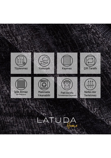 Jakarlı Şönil Koltuk Örtüsü Kanepe Örtüsü Koltuk Şalı 110x175 2 Ad. Kaymaz Antrasit Antrasit