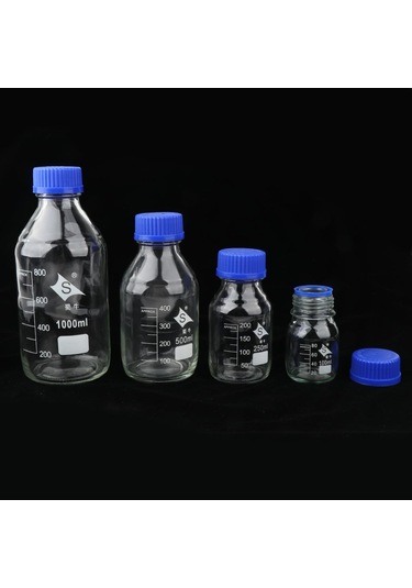 Suntek Ölçekli Çizgi Vidalı Kapaklı Mezun Yuvarlak Cam 100ml