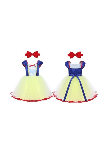 Bebek Bebek Kız Örgü Kolsuz Cadılar Bayramı Kostüm Cosplay Parti Elbise Kafa Bandı İle Mavi - Sarı