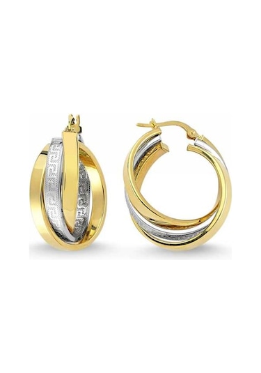 Sembolgold Altın İtaly Halka Küpe Üç Halkalı