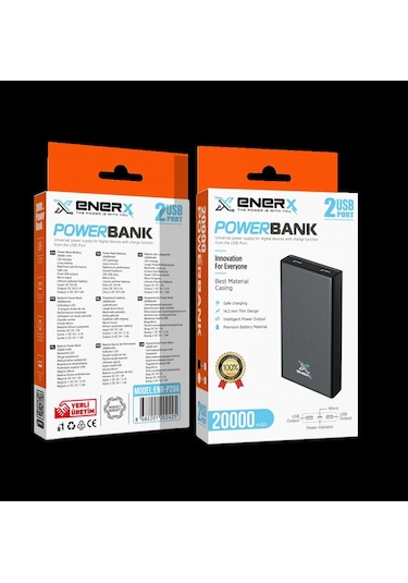 Enerx Enr-p20a Powerbank 20.000 Mah 2xusb+micro 1a Beyaz Siyah