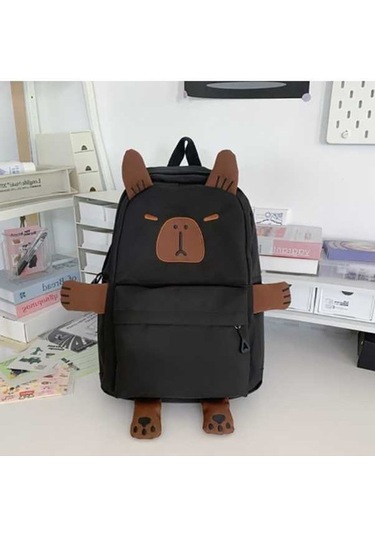 Novahub Sevimli Öğrenciler Küçük Kapasiteli Büyük Kapasiteli Çok Yönlü Siyah Sırt Çantası Siyah