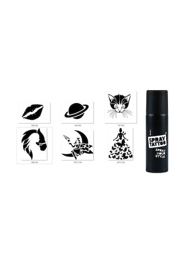 Airbrush Tattoo Rüya Modelleri Spray Tattoo Geçici Siyah Sprey Dövme Seti Siyah