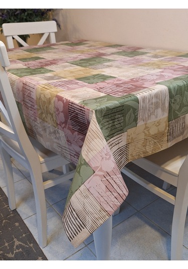 Elyaflı Pvc Muşamba - Desenli Silinebilir Masa Örtüsü Yeşil Fnt1246 Yeşil