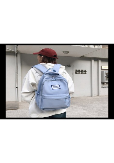 Geeksen Mavi Büyük Kapasiteli Japon Stili Ins Harajuku Üniversite Okul Çanta Orman Temalı Öğrenci Sırt Çantası MAvi