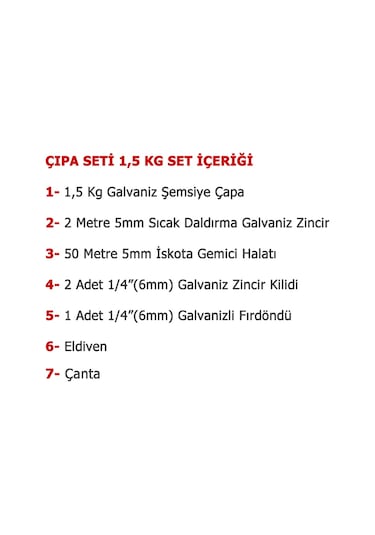 Çantalı Tekne Ve Şişme Bot İçin Hazır Çapa Seti 1.5 Kg