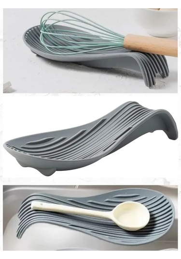 Kosona Evde Kullanımı Kolay, Kalın Ve Isıya Dayanıklı Silikon Kaşık Tutucu - Mutfak Gereçleri İçin Pratik Spoon Rest
