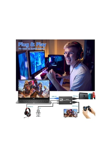 Pazly 4k Oyun Yakalama Kartı - Switch, Ps4, Pc İçin Hd Kayıt Ve Canlı Yayın Cihazı