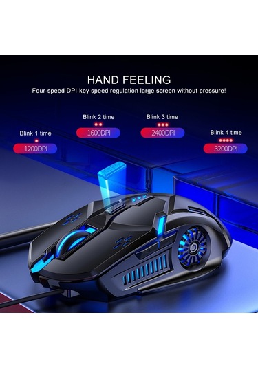 Yındıao G5 3200dpı 4 Modlu Ayarlanabilir 6 Tuşlu Rgb Işık Sessiz Kablolu Oyun Faresi Beyaz Diğer