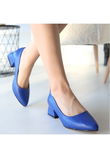 Desniy Mavi Cilt Topuklu Ayakkabı MAVİ