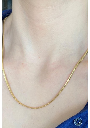 Zümrüt Sarraf 14 Ayar Yeşil Altın Kadın Tondo Ezme Zincir Kolye N11.47505