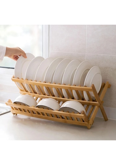 8/ İzgaralar Katlanır Bambu Bulaşıklık Kurutma Rafı Tutucu Diğer