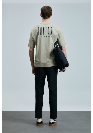 Lufian Erkek Helıx Modern Grafik T-shirt 111020245 Bej Bej