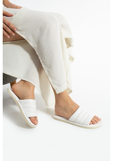 Pamela Kadın Terlik Dış Mekan Havuz Deniz Plaj Terliği Ev Terliği Beyaz