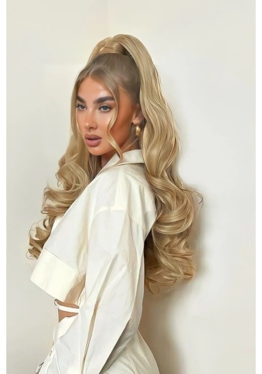 Caş Dekorasyon Küllü Sarı Çıtçıtlı Dalgalı At Kuyruğu Saç 16 Sarı