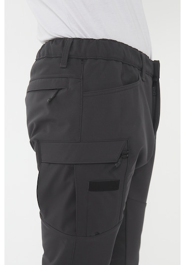 Camp592 Outdoor Softshell Su Ve Rüzgara Dayanıklı İçi Polarlı Kışlık Erkek Taktik Pantolon Antrasit Antrasit