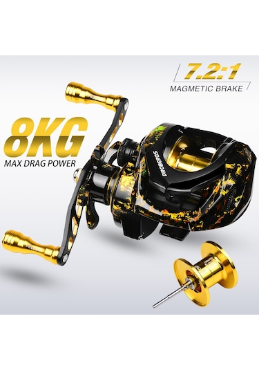 Proberos Vha120 7.2:1 Manyetik Fren Sistemli Yüksek Hızlı Baitcasting Makarası, Balıkçılık Makarası - Sağ El