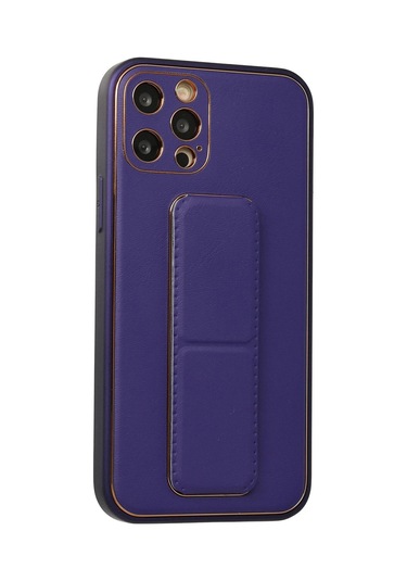 Newface Apple iPhone Uyumlu 12 Pro Kılıf Coco Deri Standlı Kapak Semeglbl - 11 - Mor