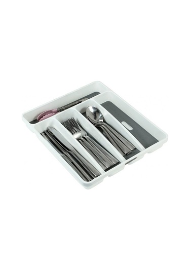 Honmex Plastik Çekmecelik Bıçak-çatal Organizatörü, 5 Bölmeli, Kaymazsız Tabanlı, Mutfak Gereçlerini Düzenle Beyaz