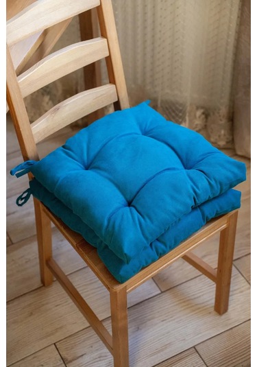 Slavıca Sandalyeye Takılan Bağcıklı Kare Yastık 40x40cm 363124948 Turkuaz