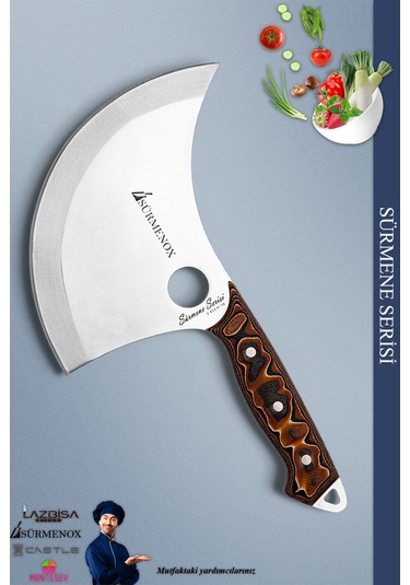 Sürmene Serisi Mutfak Bıçak Hilal Börek Bıçağı Pizza Pide Salata Bıçağı Kahverengi Mft-201 Kahverengi