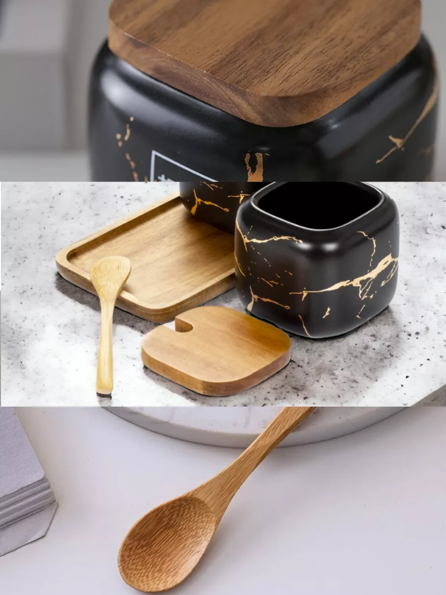 Arthomes Kapaklı Ve Kaşıklı Mermer Şekerlik 224257386 Siyah