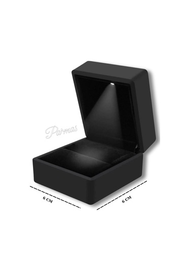 Işıklı Takı Kutusu Dış 6 6 Cm Birlikte Alımlarda Takı İçerisine Yerleştirilerek Gönderilir Mat Siyah