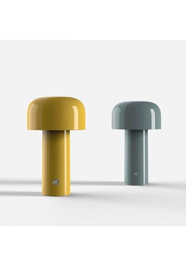 Sarı İtalyan Mantar Masa Lambası Taşınabilir Kablosuz Dokunmatik Şarj Edilebilir Gece Masa Lambası Masaüstü Gece Lambası 56897113 Sarı