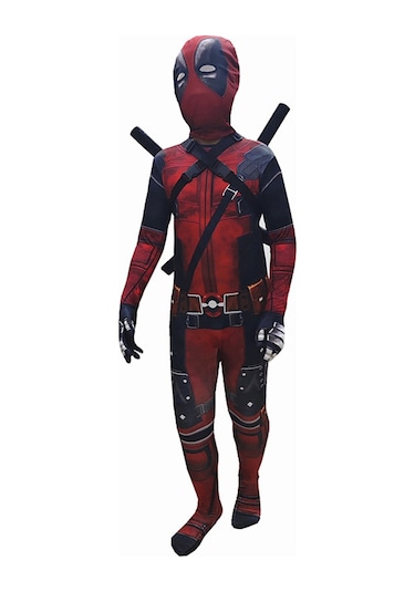 Çocuklar İçin Deadpool Kostümleri, Cadılar Bayramı Kıyafeti Cosplay Partisi Deadpool Kostümü, 5-13 Yaş Çocuklar İçin Deadpool Bodysuit Tulum Cosplay Seti V Ilx