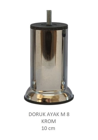Doruk Ayak, Cıvatalı Baza Koltuk Dolap Ayağı, Metal, Krom, M8, 10 Cm Krom
