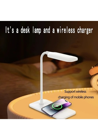 Boatshop1 Beyaz Usb Port Ve Kablosuz Sarj Pedli Modern Led Masa Lambasi Calisma Okuma Icin Katlanabilir Tasarim Yurtlar Ev Ofisler Ideal Beyaz