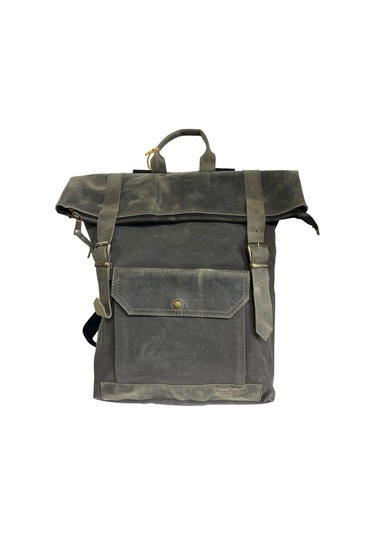 Kanvas Deri Su Geçirmez Design Unisex Gezi Okul Seyahat Kamp Sırt Çantası Siyah