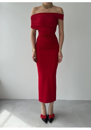 Dron Straplez Elbise Altın