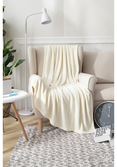 Peluş Tek Kişilik Battaniye Welsoft Battaniye Tv Battaniyesi Polar Battaniye Süper Yumuşak Krem