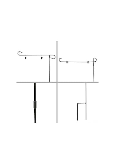 Vkemall Siyah Demir Bahçe Bayrak Direği 92x41cm - Kolay Montajlı, Dayanıklı, Stabile Bahçe Bayrak Tutucusu