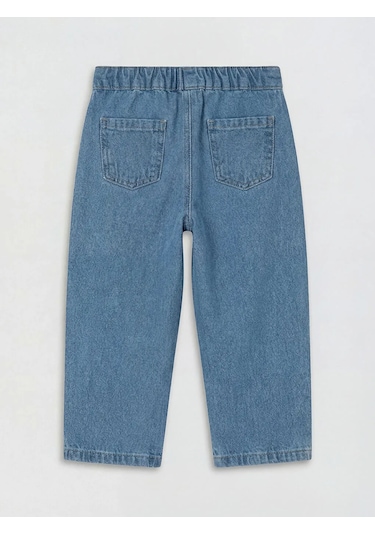 Lc Waikiki Mavi Relax Fit Kız Bebek Nakışlı Denim Pantolon