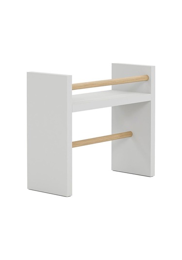 Rulo Havlu Takılabilir Baharatlık Standı Tezgah Üstü Düzenleyici Ahşap Raf - Beyaz