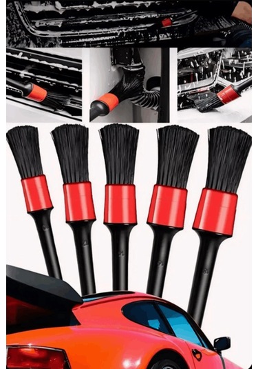 5'li Oto Detay Temizlik Fırçası Seti Kaliteli Detaylı Farklı Boyutlar, Premium Seri Araba Fırçası