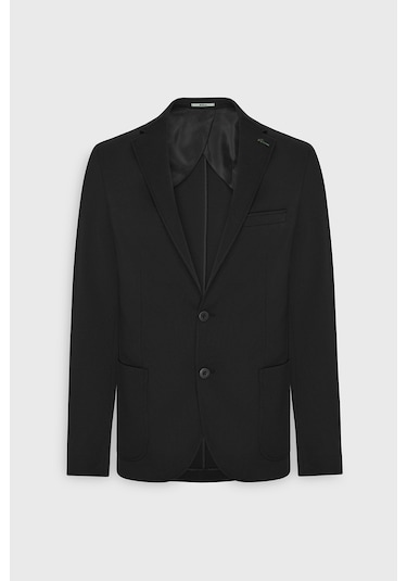 Ac&Co / Altınyıldız Classics Erkek Sıyah Slim Fit Dar Kesim Mono Yaka Casual Ceket Sıyah Siyah