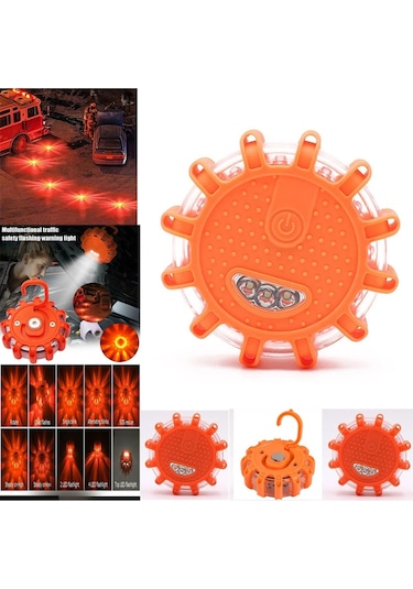 Yanıp Sönen Trafik Uyarı Yol Fişeği Yol Güvenliği Emniyet Led Lambası Pil Hediyeli