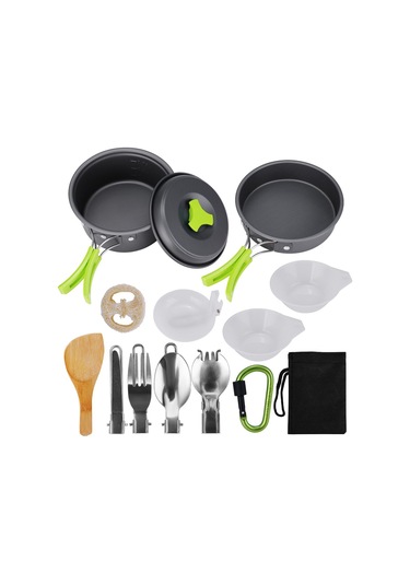 15 Adet Taşınabilir Kamp Tencere Tava Kase Seti