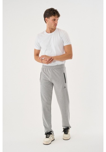 Shooter Sportswear Mevsimlik Antrasit Erkek Eşofman Altı Rahat Kalıp Fermuar Cepli Düz Paça Gri