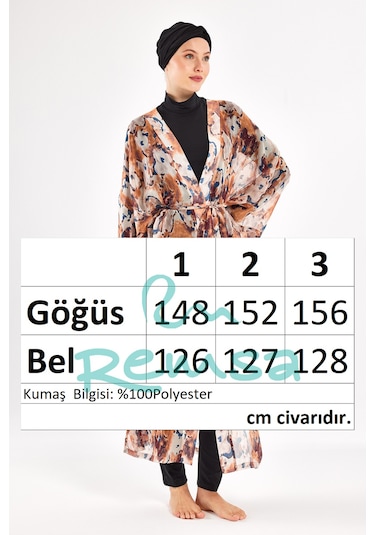 Adasea Uv Korumalı Mayo Üzerine Tek Pareo Kimono 1708 Bej Bej
