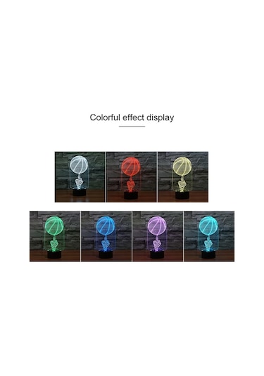 Soulader Uzaktan Kumandalı Dekoratif Basketbol Tasarımlı 3d Led Işık Gece Lambası Çok Renkli