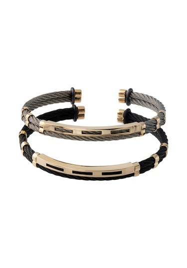 14 Ayar Altın Gri Çelik Kelepçe Model Erkek Bilekliği Gri